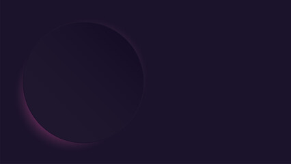 3D purple circle plate have a faint pink light glow underneath on the left of purple background graphic illustration.