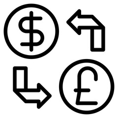 Currency Exchange Icon Dollar to Pound Money Conversion Concept
