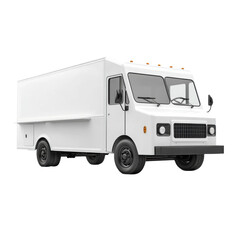 Modern White Food Truck on Display with Clean Lines and Simple Design on transparent background