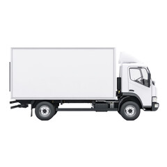 White Delivery Truck in Side View for Logistics and Transportation Needs on transparent background