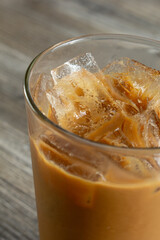 A closeup view of a cold Vietnamese coffee.