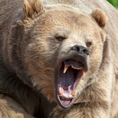 Majestic Grizzly Bear in the Wild – Powerful Brown Bear in Natural Habitat