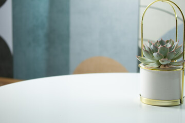 A view of a restaurant tablescape, as a background.