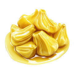 Deliciously Sweet Jackfruit Chunks in Syrup on a Plate for Dessert Lovers on transparent background