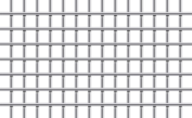 A repeating pattern of metal bars against a white backdrop creates a structured grid. The bars are uniform, casting subtle shadows that enhance the three-dimensional illusion.