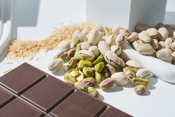 A view of ingredients involved in making Dubai chocolate.