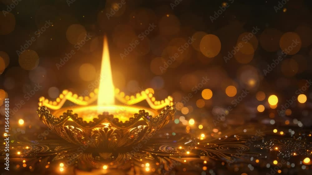 Poster a lit candle on a table surrounded by blurred light trails