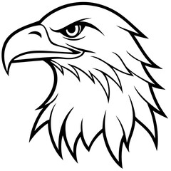 Obraz premium Eagle Head Vector Logo Design Fierce Black & White Tribal Tattoo Style Powerful Hawk Falcon Mascot Icon for Military, Sports Team, Brand Identity