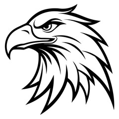Obraz premium Eagle Head Vector Logo Design Fierce Black & White Tribal Tattoo Style Powerful Hawk Falcon Mascot Icon for Military, Sports Team, Brand Identity