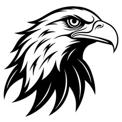 Fototapeta premium Eagle Head Vector Logo Design Fierce Black & White Tribal Tattoo Style Powerful Hawk Falcon Mascot Icon for Military, Sports Team, Brand Identity