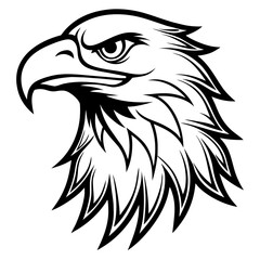 Fototapeta premium Eagle Head Vector Logo Design Fierce Black & White Tribal Tattoo Style Powerful Hawk Falcon Mascot Icon for Military, Sports Team, Brand Identity