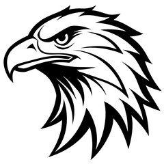 Fototapeta premium Eagle Head Vector Logo Design Fierce Black & White Tribal Tattoo Style Powerful Hawk Falcon Mascot Icon for Military, Sports Team, Brand Identity