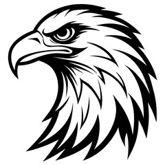 Fototapeta premium Eagle Head Vector Logo Design Fierce Black & White Tribal Tattoo Style Powerful Hawk Falcon Mascot Icon for Military, Sports Team, Brand Identity