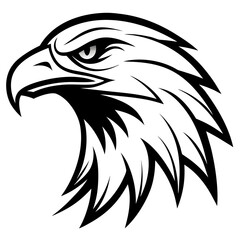 Obraz premium Eagle Head Vector Logo Design Fierce Black & White Tribal Tattoo Style Powerful Hawk Falcon Mascot Icon for Military, Sports Team, Brand Identity