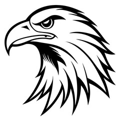 Fototapeta premium Eagle Head Vector Logo Design Fierce Black & White Tribal Tattoo Style Powerful Hawk Falcon Mascot Icon for Military, Sports Team, Brand Identity