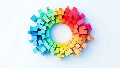 Fototapeta premium Colorful geometric blocks arranged in a circle.