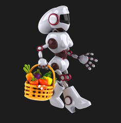 Fun 3D cartoon robot with vegetables