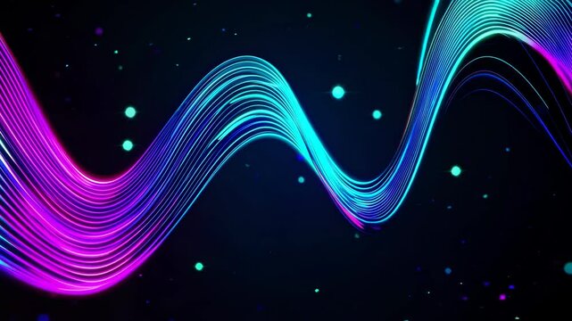 Colorful light waves dance gracefully in the dark space creating a mesmerizing visual display