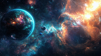 A Space science, A clear background of computer in a white desk 