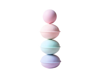Stacked Pastel Bath Bombs Pink Blue Lavender Colors Isolated  isolated on a transparent background, cut out, clipping path, close up, high quality ,new ,download, web ,PNG, transparent ,hd, 4k,
