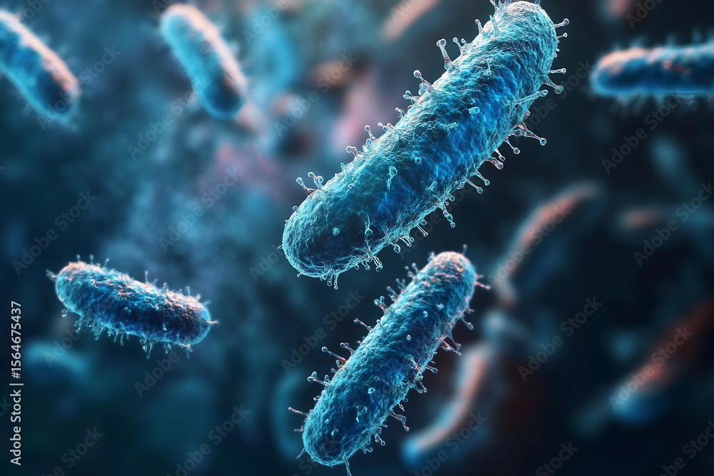 Poster generative ai close-up of virus structures with detailed molecular design and glowing particle effec