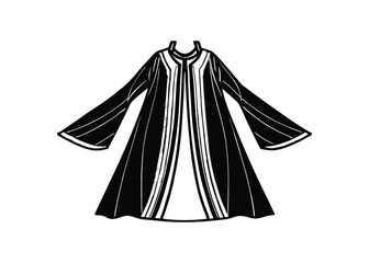 Silhouette of kaftan gown isolated on a white background