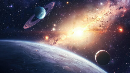 A Space science, A clear background of computer in a white desk