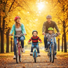 family on bikes