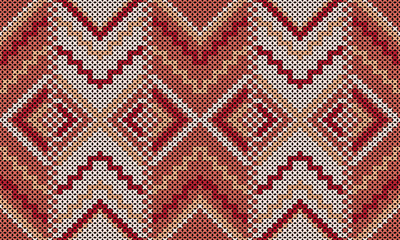 Intricate Folk Art Knitting Pattern in Earthy Tones for Textile and Decor