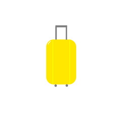 vector illustration of a suitcase, bright yellow travel suitcase illustration with minimalist design on transparent background