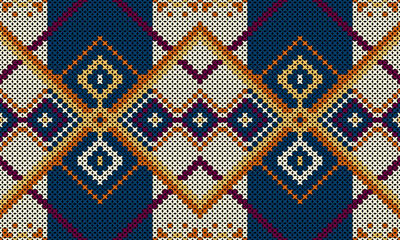 Seamless Ethnic Knitted Pattern with Geometric and Folk-Inspired Motifs
