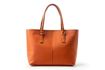 Naklejka premium A stylish brown leather tote bag isolated on white background