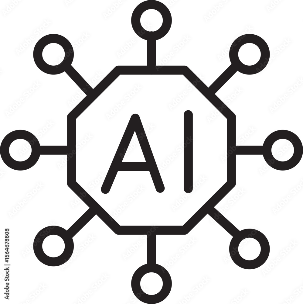 Poster ai network icon artificial intelligence symbol digital connection technology concept machine learnin