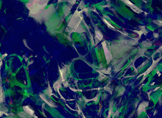 Naklejka premium Grunge noisy grainy deep abstract background with colorful textured shapes in blue, green, gray. Trendy edgy design for music, digital art, posters
