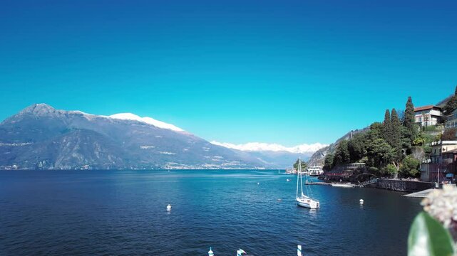 Varenna coast, Lake Como, with a clear sky