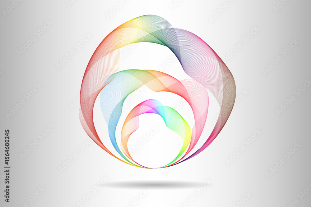 Poster colorful rainbow gradient sphere abstract design floating elegantly