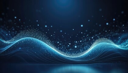 Glowing Blue Waves With Sparkling Particles light abstract