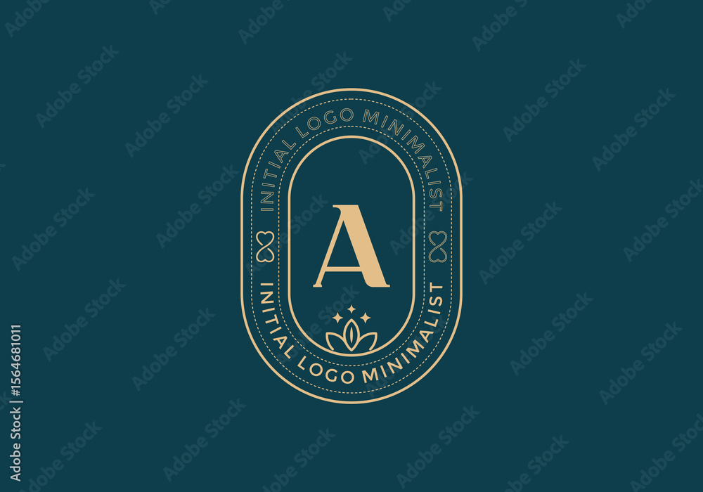 Fototapete elegant initial a minimal logos in retro style