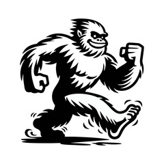 Obraz premium Yeti Cartoon retro logo icon design illustration