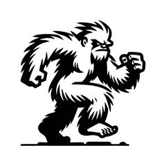 Yeti Cartoon retro logo icon design illustration