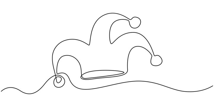 recommend clip art: One continuous line drawing clown hat vector. Clown hat single line art design, Jester Hat Doodle, Jester Hat continuous one line drawing