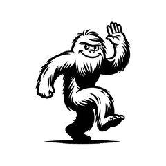 Yeti Cartoon retro logo icon design illustration