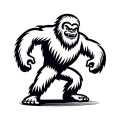 Yeti Cartoon retro logo icon design illustration
