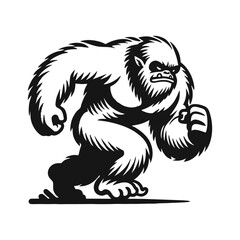 Obraz premium Yeti Cartoon retro logo icon design illustration