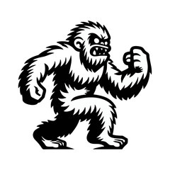 Yeti Cartoon retro logo icon design illustration