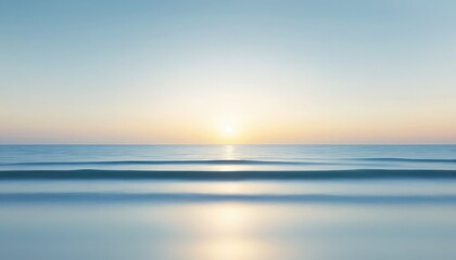Fototapeta premium Ocean horizon with gentle waves at sunrise water