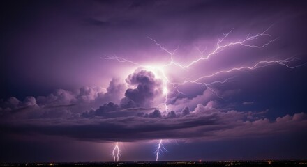 Dramatic Lightning Storm Illuminates the Night Sky
