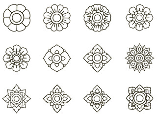 floral and leaves of Thai pattern on white background.