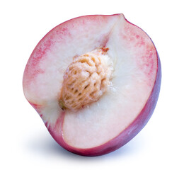 Hakuho pink Peach on white background, Peach premium fruit isolate on white with clipping path.