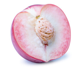 Hakuho pink Peach on white background, Peach premium fruit isolate on white with clipping path.